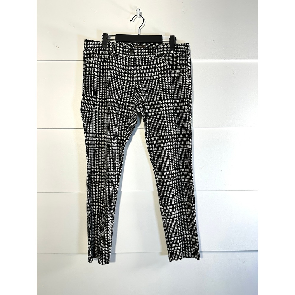 J McLaughlin Black & White Straight Leg ankle crop pant Womens 10 chic stretch